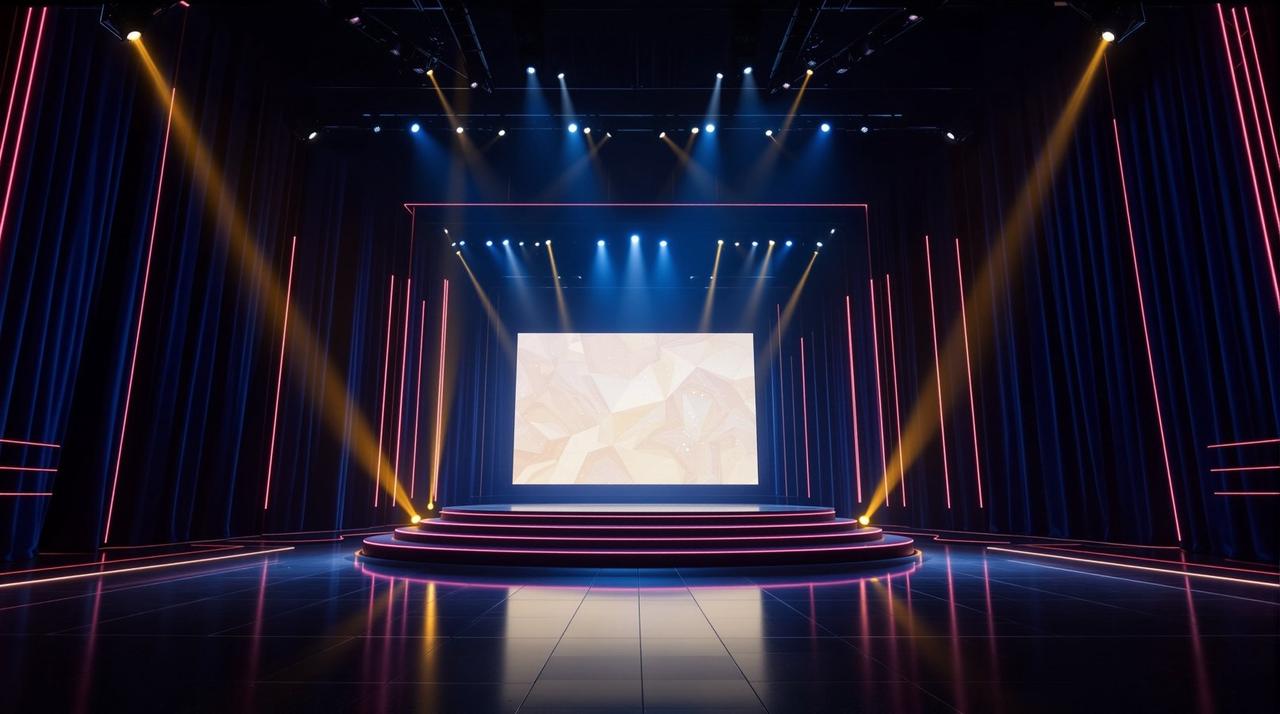 周星驰电影演播厅舞台灯光背景